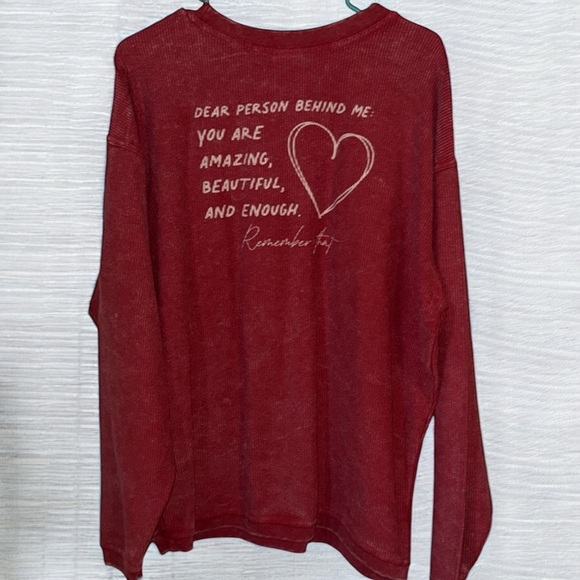 🌹OAT COLLECTIVE "YOU MATTER" RIBBED WASHED CRANBERRY SWEATSHIRT - Picture 4 of 6